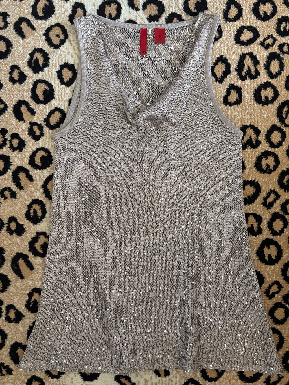 Vintage Y2K Sequin Knit Semi Sheer Cowl Neck Tank Top
